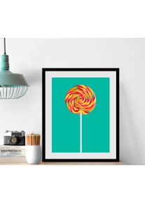 Bild queence "Lollipop", gr&uuml;n (farbe rahmen: schwarz, farbe bild(er): gr&uuml;n), B:30cm H:40cm, Acrylglas, Holz, Papier, Bilder, Bild, HD Premium Poster-Druck inkl. Holzrahmen