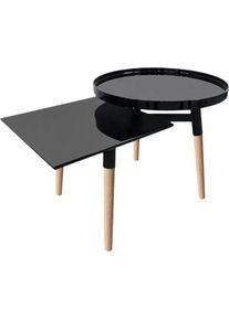 Beistelltisch Kayoom "Butler 320, attraktiver Beistelltisch", schwarz, B:77cm H:46cm T:77cm, MDF mit Hochglanzbeschichtung, Bambus, Metall, Tische, Beistelltisch, Durchmesser runde Platte: ca. 49,5 / Eckige Platte: 40 x 40 cm