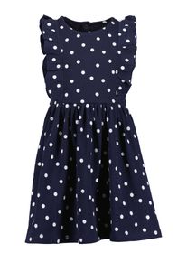 Sommerkleid Blue Seven, M&auml;dchen, Gr. 116, N-Gr, blau (nachtblau), Jersey, Obermaterial: 100% Baumwolle, regular fit knielang, Rundhals, R&uuml;schen, Kleider Sommerkleid, mit tollen Volants und mit kleiner Knopfleiste im R&uuml;cken