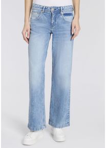 5-Pocket-Jeans Herrlicher "Edna Denim", Damen, Gr. 30, L&auml;nge 32, sky worn, Denim/Jeans, Obermaterial: 99% Baumwolle, 1% Elasthan, Jeans 5-Pocket-Jeans, Flared Fit mit mittlerer Leibh&ouml;he
