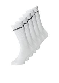 Jack & Jones PlusSize Tennissocken "JACBASIC LOGO TENNIS SOCK 5 PAC PLS NOOS", Herren, Gr. 43 (46), wei&szlig; (wei&szlig; pack:wei&szlig;, wei&szlig;, wei&szlig;, wei&szlig;), Baumwollmischung, JACK & JONES PLUSSIZE, unifarben, normal, Socken Tennissocken