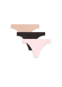 Tanga "THONG 3 PK", Damen, Gr. XL (42), 3 Stk., Webqualit&auml;t, schwarz (schwarz, cedar, eggshell), Webqualit&auml;t, Obermaterial: 88% Polyamid, 11% Elasthan, 1% sonstige Fasern, Calvin Klein Underwear, unifarben, k&ouml;rpernah, Unterhosen Tanga, Mit geradem Abschluss