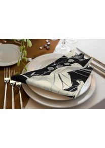 Stoffserviette Adam "Eden" Gr. 1, schwarz-wei&szlig; (schwarz, wei&szlig;), B:30cm L:30cm, Obermaterial: 100% Baumwolle, Servietten, Stoffserviette, GOTS organic,zertifiziert durch CERES 0242Made in Germany