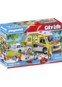 Konstruktions-Spielset Playmobil "Rettungswagen mit Licht und Sound (71202), My City Life", bunt, Spielbausteine, Kinder, Kunststoff, Konstruktions-Spielset, mit Licht und Soundmodul, Topseller