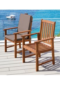 Gartenstuhl Merxx "Montana", braun, B:57cm H:99cm T:63cm, Massivholz, St&uuml;hle, Gartenstuhl, 2er Set, Alu/Textil, braun, inkl. Auflage