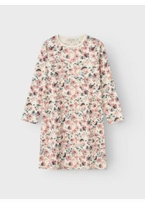 Nachthemd name it "NKFNIGHTGOWN LS NOSTALGIA FLOWER NOOS", M&auml;dchen, Gr. 122 (128), N-Gr, beige (peyote melange), Jersey, Obermaterial: 95% Baumwolle, 5% Elasthan, bedruckt, relaxed fit, Rundhals, Kleider Nachthemd