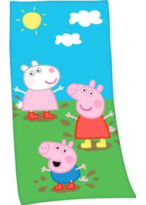 Badetuch "Peppa Pig Velourstuch", bunt, B:75cm L:150cm, Velours, Obermaterial: 100% Baumwolle, Handt&uuml;cher, Badetuch, hochfarbig bedruckt