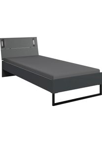 Futonbett wimex "Tilburg in verschiedenen Breiten erh&auml;ltlich, inkl. LED Beleuchtung", grafit, absetzung schwarz, grafit, absetzung schwarz, grafit, absetzung schwarz, B:98cm H:93cm L:210cm, Betten, Futonbett, Bett mit Metallkufe