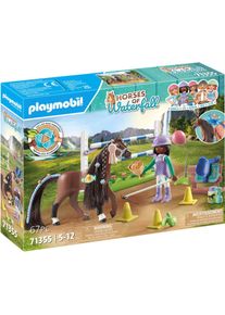 Konstruktions-Spielset Playmobil "Zoe & Blaze mit Turnierparcours (71355), Horses of Waterfall", bunt, Spielbausteine, Kinder, Kunststoff, Konstruktions-Spielset, teilweise aus recyceltem Material
