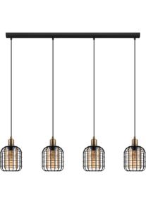 EGLO H&auml;ngeleuchte "CHISLE H&auml;ngelampe, Vintage, Stahl und Glas, E27, Esszimmerlampe, Lampe", braun (braun, schwarz), H: 110cm, 1 Stk., Leuchten, H&auml;ngeleuchte, L130 x B 16,50 x H110, schwarz, br&uuml;niert, 4X40W exkl., H&auml;ngeleuchte