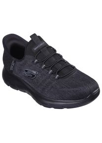 Slip-On Sneaker Skechers "SUMMITS-KEY PACE", Herren, Gr. 48,5, Textil, schwarz (schwarz uni), unifarben, Schuhe Slip-On Sneaker, Slipper, Freizeitschuh, Halbschuh in veganer Verarbeitung