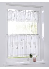 Scheibengardine Kutti "Camille" Gr. 1, wei&szlig;, B:120cm H:25cm, Baumwolle, Gardinen, Scheibengardine, Kurzgardine, Baumwolle, Landhaus, romantisch, Herz, Spitze, Volant