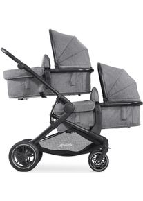 Geschwisterwagen hauck "Atlantic Twin, melange grey", Baby, grau (melange grau), Aluminium, Polyester, Kinderwagen Geschwisterwagen, mit schwenk- und feststellbaren Vorderr&auml;dern