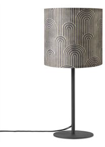 Paco Home Tischleuchte "Luca Pillar", schwarz, &Oslash; 18cm H: 36,5cm, Leuchten, Nacht Schlafzimmer Mit Stoffschirm Retro, Tischleuchte