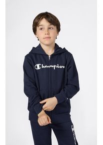 Kapuzensweatjacke Champion "BASICS Fleece Full Zip Sweatshirt", Jungen, Gr. S (128/134), nny, ns, Obermaterial: 54% Baumwolle, 46% Polyester, normal, Sweatjacken Kapuzensweatjacke, mit Kapuze und Kordelzug, aus Baumwolle und Polyester, f&uuml;r Kinder