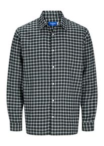 Jack & Jones Langarmhemd JACK & JONES "JORJOSHUA FLANNEL CHECK SHIRT LS", Herren, Gr. L, N-Gr, gr&uuml;n (forest night), Web, Obermaterial: 60% Baumwolle, 40% Polyester, kariert, comfort fit, 2-Knopf-Manschette, Hemden Langarmhemd