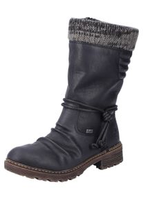 Winterstiefel Rieker, Damen, Gr. 36, Warmfutter, schwarz, Lederimitat, Textil, Schuhe Winterstiefel, Winterboots, Blockabsatz, TEX-Membran, mit gestricktem Schaftrand, Topseller