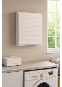 Medizinschrank Bischof "Salus", wei&szlig; (wei&szlig; glanz), B:42cm H:48cm T:10cm, Kunststoff, Schr&auml;nke, Medizinschrank, Kompaktes Medizinschr&auml;nkchen mit verschlie&szlig;barem Rolladen