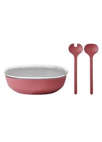 Schale Mepal "Servierschale mit Deckel & Salatbesteck Silueta 4000 ml", bunt (vivid mauve), L:30,1cm, Sch&uuml;sseln, Schale