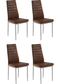 Esszimmerstuhl OTTO HOME "Kate", braun (braun, silberfarben), B:53cm H:96cm T:42cm, 100% Polyester, St&uuml;hle, Esszimmerstuhl, Bezug in Microfaser Vintage, silberfarbenes Metallgestell