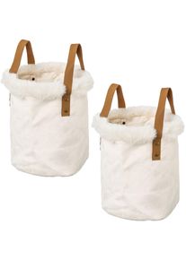 Organizer CREATIV HOME "Weihnachtsdeko", beige (creme), H:20cm &Oslash;:20cm, Polyester, Aufbewahrungsboxen, Organizer, mit Kunstfellrand und Henkel, H&ouml;he 20 cm, auch als &Uuml;bertopf geeignet