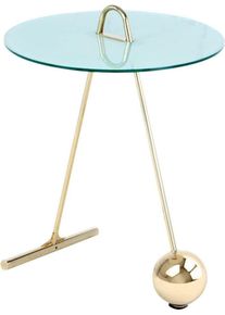 Beistelltisch Kayoom "Pendulum 525, mit runder Tischplatte", wei&szlig; (gold, wei&szlig;), B:46cm H:60cm T:46cm, Stahl, Glas, Tische, Beistelltisch, Marmoroptik, Gestell im Pendel-Design, praktisch tragbar