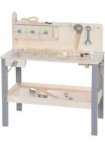 Spielwerkbank Roba "f&uuml;r Kinder", beige (natur, grau), Rollenspielzeug, KinderB:73cm H:86cm T:41cm, Holz, Spielwerkbank, B:73cm H:86cm T:41cm