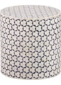 Beistelltisch Woood "Neva", schwarz, B:37cm H:40cm T:37cm, Tische, Beistelltisch, mit edlem grafischen Muster, H 40 cm x &Oslash; 37 cm