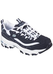 Sneaker Skechers "D&acute;Lites - Biggest Fan", Damen, Gr. 36, blau (navy, wei&szlig;), Leder, Synthetik, Textil, Schuhe Sneaker, Freizeitschuh, Halbschuh, Schn&uuml;rschuh im trendigen Chunky-Style
