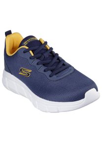 Sneaker Skechers "Bobs Sport&trade; B Flex &ndash; Chill Edge", Herren, Gr. 41, blau (navy, orange), Lederimitat, Mesh, kontrastfarbene Details, Schuhe Sneaker, Chunky Sneaker, Schn&uuml;rschuhe in veganer Verarbeitung