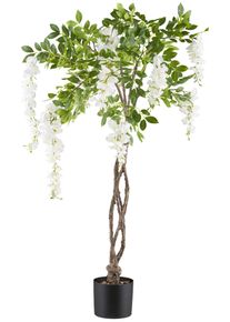 Kunstbaum Creativ green "Wei&szlig;er Blauregen", wei&szlig;, H:115cm, Kunststoff, Kunstpflanzen, Kunstbaum, mit geflochtenem Stamm