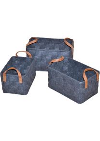 Organizer, grau, Polyester, Polyurethan, HOFMANN LIVING AND MORE, Aufbewahrungsboxen, Organizer, in Filzoptik, mit Tragegriffen aus Kunstleder