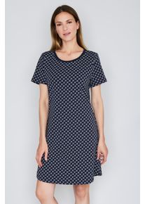 JOOP! Nachthemd JOOP "Cosy", Damen, Gr. 42, N-Gr, blau (navy aop), Obermaterial: 95% Baumwolle, 5% Elasthan, unifarben, comfort fit wadenlang, Rundhals, Kleider Nachthemd, mit Cornflower-Alloverprint