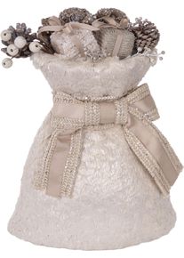Weihnachtsfigur "Deko-Geschenksack mit Tannenzapfen", beige (natur, cremefarben), B:16cm H:45cm T:32cm, Kunststoff, MyFlair M&Ouml;BEL & ACCESSOIRES, Dekofiguren, Weihnachtsfigur, Weihnachtsdeko, H&ouml;he ca. 45 cm