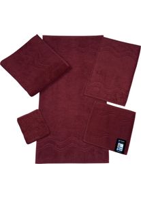 Waschhandschuh Ross "Cashmere feeling", rot (vino), B:16cm L:22cm, Frottier, Baumwolle, Handt&uuml;cher, Waschhandschuh, mit Wellen-Bord&uuml;re