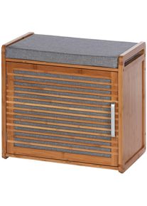 Schuhbank Wenko "Bahari", grau (grau, braun), B:50cm H:45cm T:33cm, Bambus, MDF, Polyester, Polyurethan, Sitzb&auml;nke, Schuhbank, BxTxH: 50x33x45 cm, aus Bambus