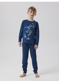 Pyjama name it "NKMNIGHTSET TITAN SKATER NOOS", Jungen, Gr. 146/152, grau (titan), Jersey, Obermaterial: 95% Baumwolle, 5% Elasthan, bedruckt, regular fit normal, Rundhals, Homewear-Sets Pyjama