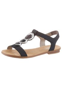 Riemchensandale Rieker, Damen, Gr. 36, Synthetik, blau (nachtblau), Nubuklederimitat, unifarben, Schuhe Riemchensandale, Sommerschuh, Sandalette, Blockabsatz, mit Klettverschluss-Riegel