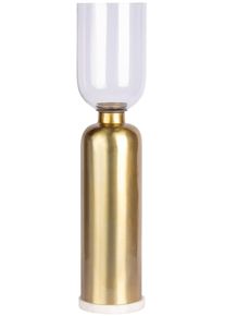 Kerzenhalter Kayoom "Bodenkerzenhalter Shyam 225", gold, B:16cm, Marmor, Metall, Kerzenhalter, Kerzenhalter, Bodenkerzenhalter aus Metall, Marmor-Sockel, Windlicht aus Glas