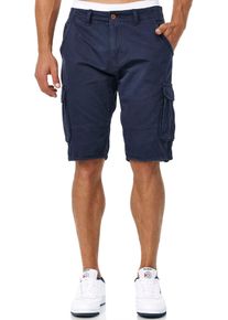Cargoshorts INDICODE "INMonroe", Herren, Gr. L, N-Gr, blau (navy), Web, Obermaterial: 100% Baumwolle, unifarben, regular fit knielang, Hosen Cargoshorts