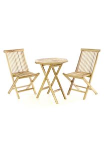 Garten-Essgruppe Vcm "3-tlg. Sitzgruppe Garten Tisch Stuhl Holz Teak", braun, B:46cm, Obermaterial: 100% Holz Wood., Sitzm&ouml;bel-Sets, Garten-Essgruppe