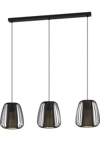 EGLO H&auml;ngeleuchte "CURASAO Pendellampe, E27, IP20, Stahl und Textil, H&auml;ngelampe, Lampe", schwarz, H: 110cm, 1 Stk., Leuchten, Elegante H&auml;ngelampe f&uuml;r Esszimmer, K&uuml;che oder Wohnzimmer, H&auml;ngeleuchte