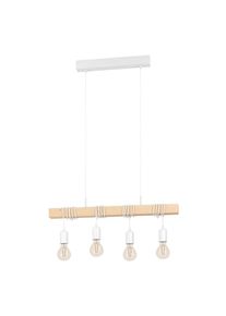 Eglo H&auml;ngeleuchte "TOWNSHEND", wei&szlig; (wei&szlig;, holzfarben), 4, H: 110cm, 1 Stk., Leuchten, Wohnzimmer, Esszimmer, 4-flammig, 110x10,5x70cm, H&auml;ngeleuchte