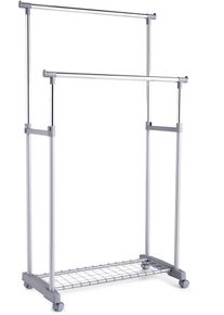 Kleiderst&auml;nder zeller PRESENT, silber (silberfarben), B:83cm H:170cm T:43cm, Kunststoff, Metall, Garderobenst&auml;nder, Kleiderst&auml;nder, auf Rollen, h&ouml;henverstellbar 93,5-170 cm