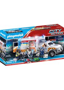 Konstruktions-Spielset Playmobil "Rettungs-Fahrzeug: US Ambulance (70936), My Action Heroes", wei&szlig;, Spielbausteine, Kinder, Kunststoff, Konstruktions-Spielset, mit Licht- und Soundeffekten, Made in Germany