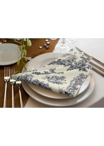 Stoffserviette Adam "Good Old Days" Gr. 1, blau (dunkelblau, natur), B:30cm L:30cm, Obermaterial: 100% Baumwolle, Servietten, Stoffserviette, GOTS organic,zertifiziert durch CERES 0242Made in Germany