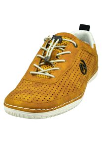 Slip-On Sneaker Bugatti, Herren, Gr. 42, gelb (gelb used), Lederimitat, Schuhe Slip-On Sneaker, Freizeitschuh, Halbschuh, Slipper mit Lochmuster