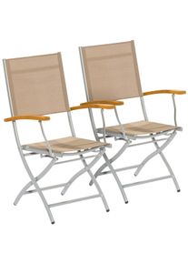 Gartensessel Merxx "Naxos", grau, B:53cm H:89cm T:61cm, Obermaterial: 100% Polyester, Sessel, Gartensessel, 2er Set, Eukalyptusholz/Textil, klappbar, grau