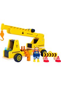 Spielzeug-Kran HAPE "Mobiles Kran- & Baustellenset", bunt, Spielzeugfahrzeuge, KinderB:38,5cm H:21cm T:13cm, Spielzeug-Kran, B:38,5cm H:21cm T:13cm