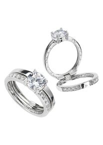 Fingerring Firetti "Schmuck Geschenk Silber 925 Silberring Schriftzug innen: In Liebe" Gr. 18, silber (silberfarben), Fingerringe, Damen, 18, Silber 925 (Sterlingsilber), 5mm, Fingerring, mit Zirkonia (synth.)